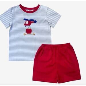 Ishtex Helicopter Boy's Short Set Back To School Size 6 NWT $56